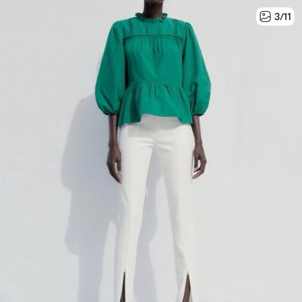 Zara Ruffled Lace Insert Blouse